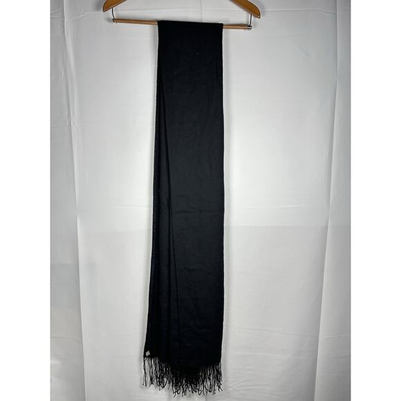 Nordstrom Black Cashmere Scarf Fringe Hem Made in China - Picture 6 of 10